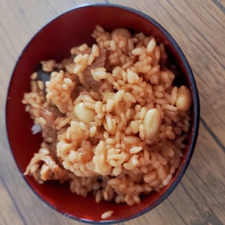 焼きとりと大豆の炊き込みご飯